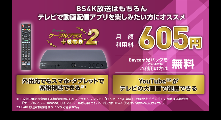 BaycomケーブルプラスSTB-2 550円／月