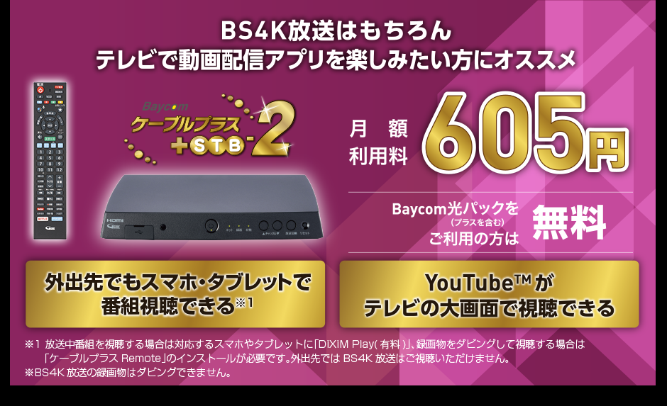 BaycomケーブルプラスSTB-2 550円／月